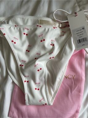 LoveShackFancy White Cherry-Print Bikini Large NWT